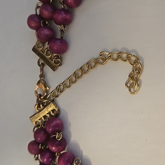 Baroque Pearl, Shell & Wooden Beads on a Goldtone 3 Strand 17" Necklace - Picture 5 of 8